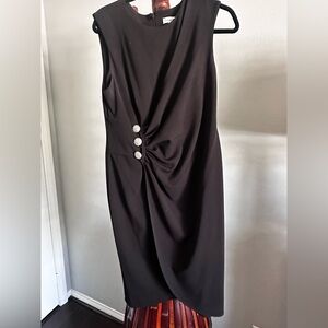 Calvin Klein Black Strapless Dress with Rhinestone Buttons